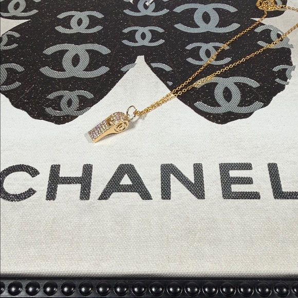 Jewelry - Unique Upcycled Chanel whistle charm on 18” gold 925 chain